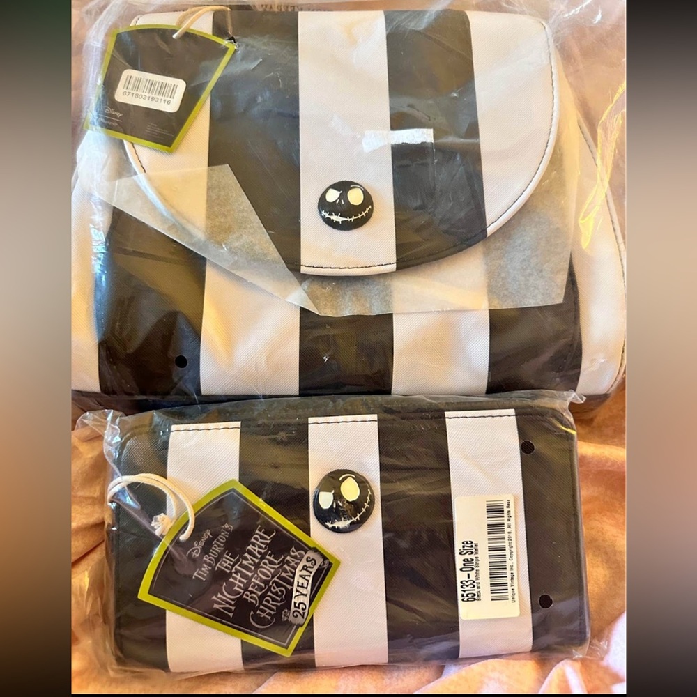 Hot Topic Loungefly Nightmare Before Christmas Striped Crossbody and Wallet